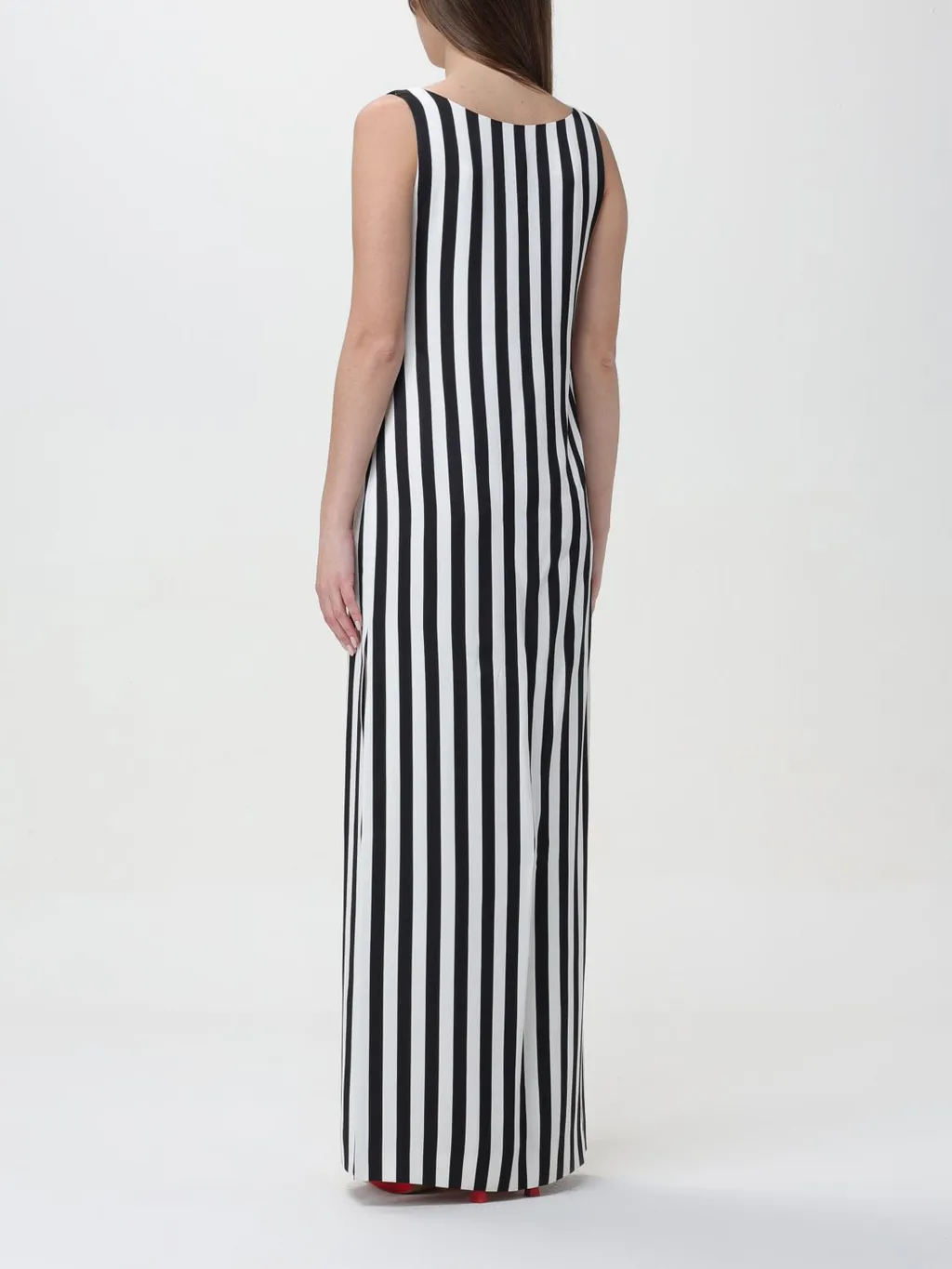 Scoop-Neck Striped Long Dress