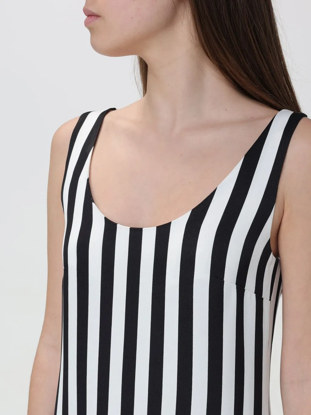 Scoop-Neck Striped Long Dress