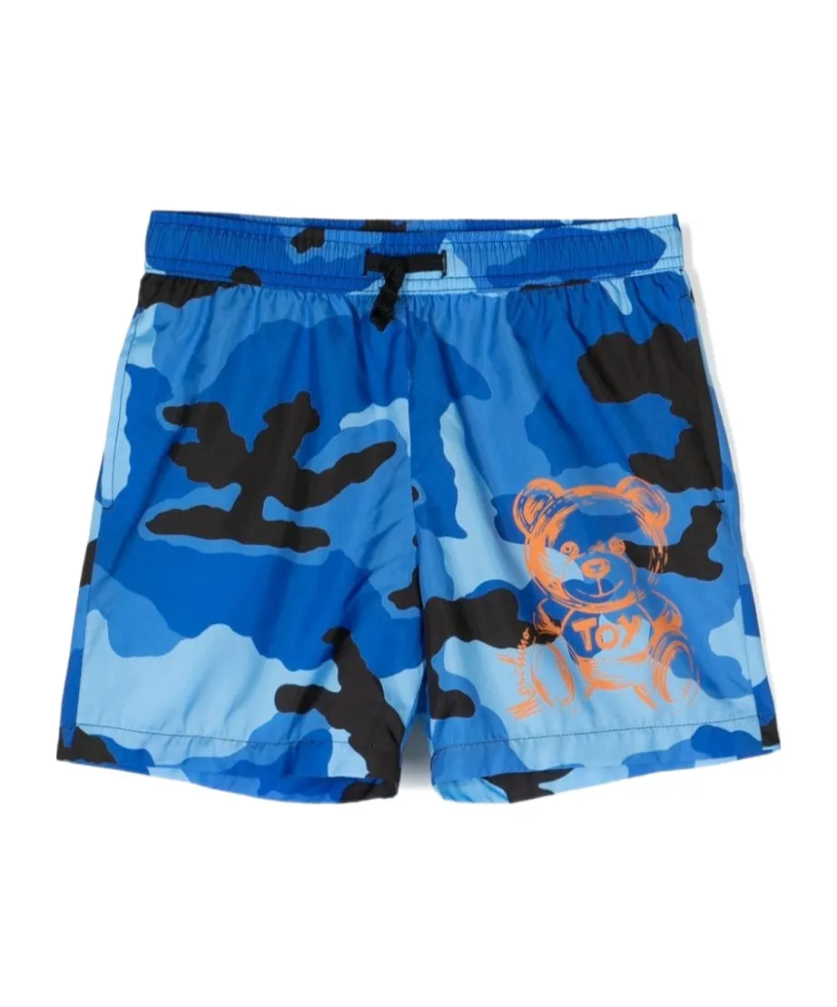 Bear Printed Drawstring Swim Shorts