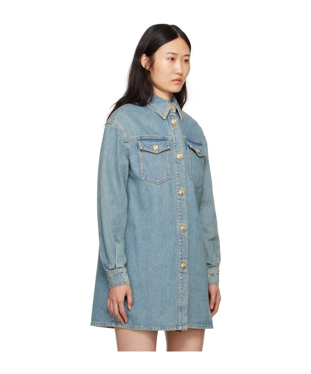 Teddy Bear Long-Sleeved Denim Shirt