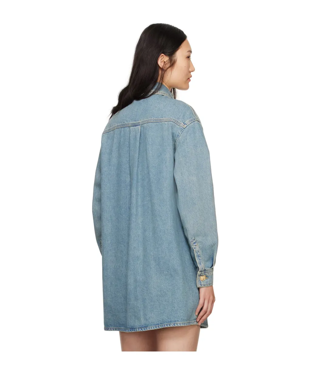 Teddy Bear Long-Sleeved Denim Shirt