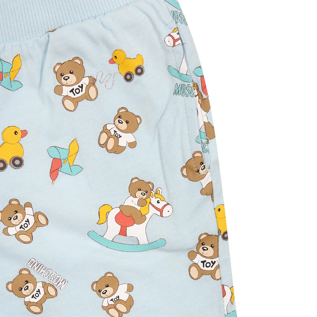 Teddy Bear-Print Cotton Babygrow Set