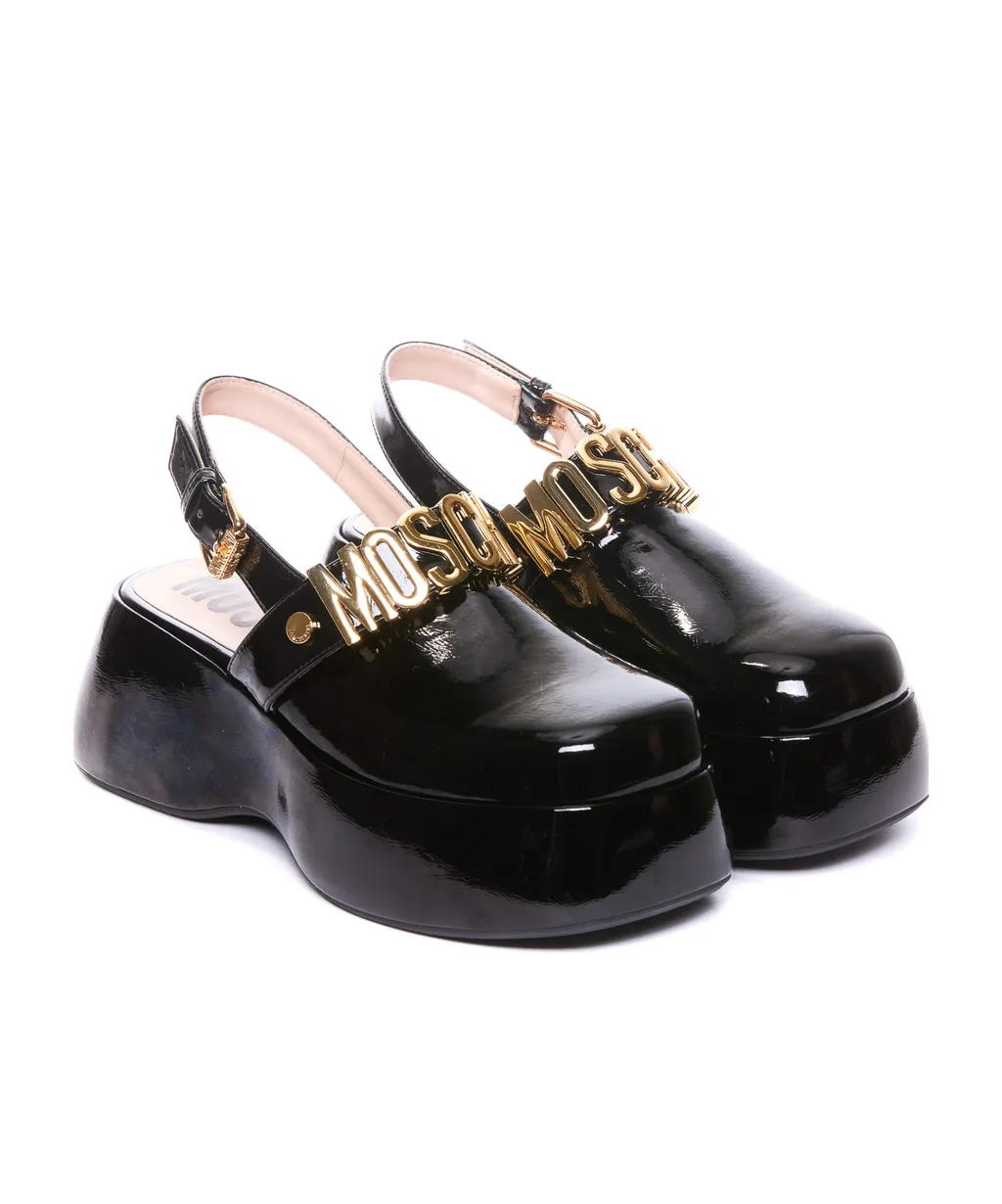 Logo-Lettering Patent Platform Pumps