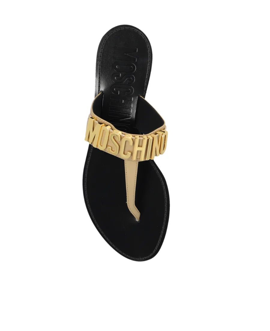 Logo-Plaque Leather Thong Sandals