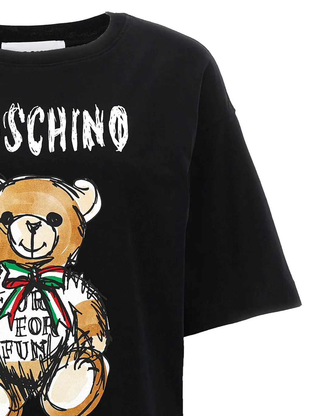 Teddy Bear Printed Crewneck Midi T-Shirt Dress