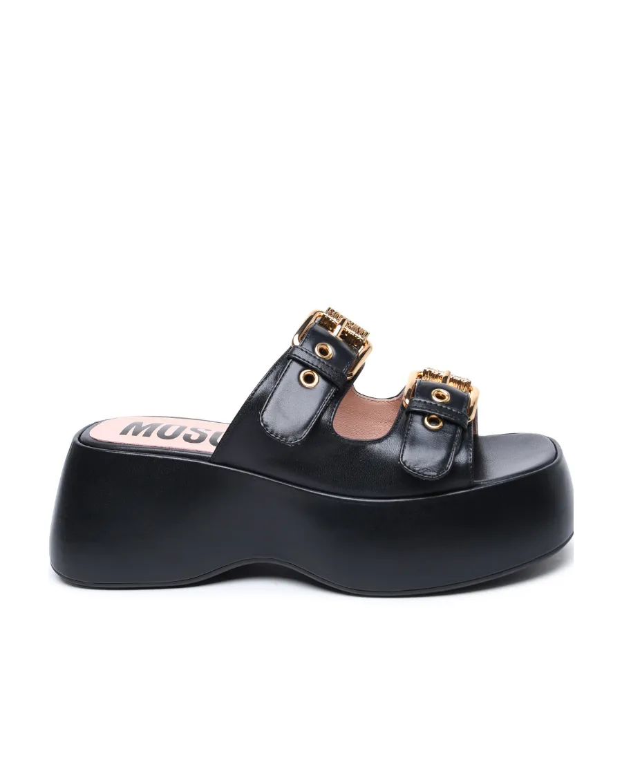 Double-Buckle Platform Sandals