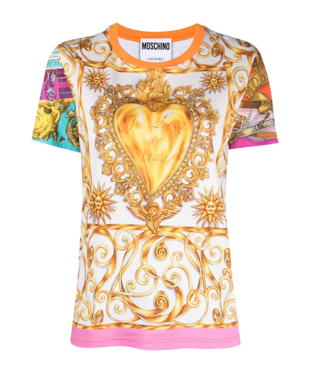 All-Over Graphic Printed Crewneck T-Shirt