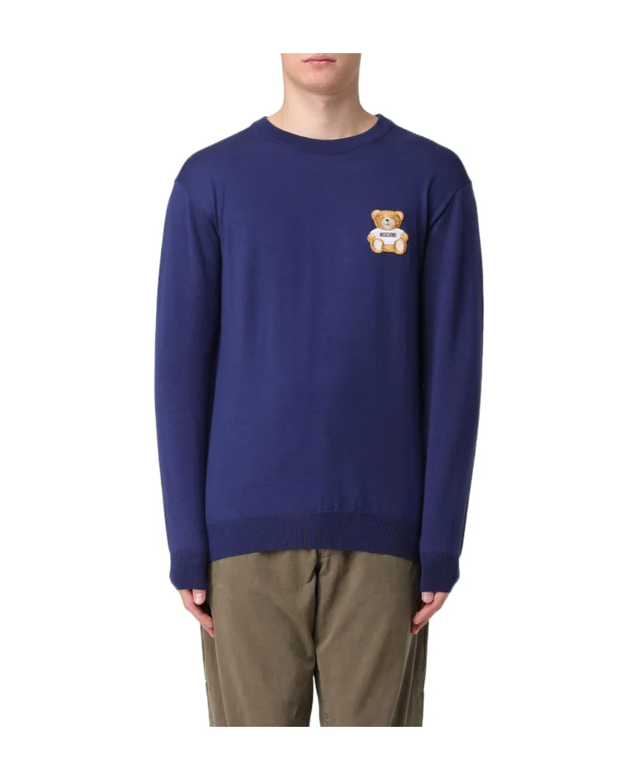 Teddy Bear Embroidered Crewneck Sweater