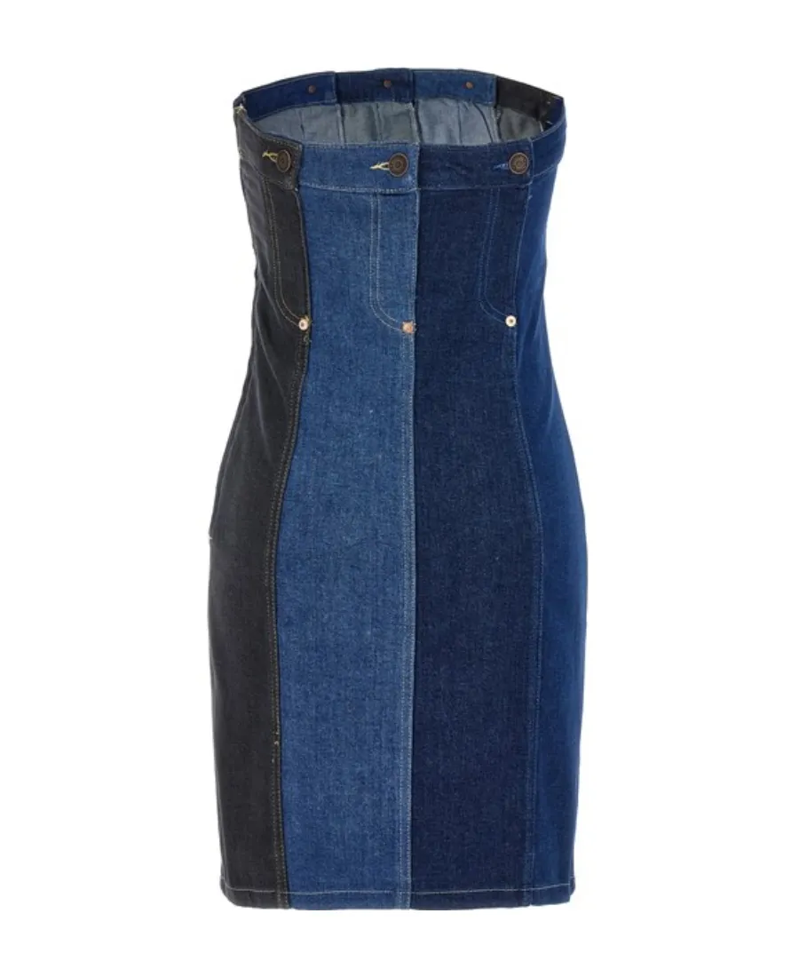Jeans Off-Shoulder Layered Denim Dress