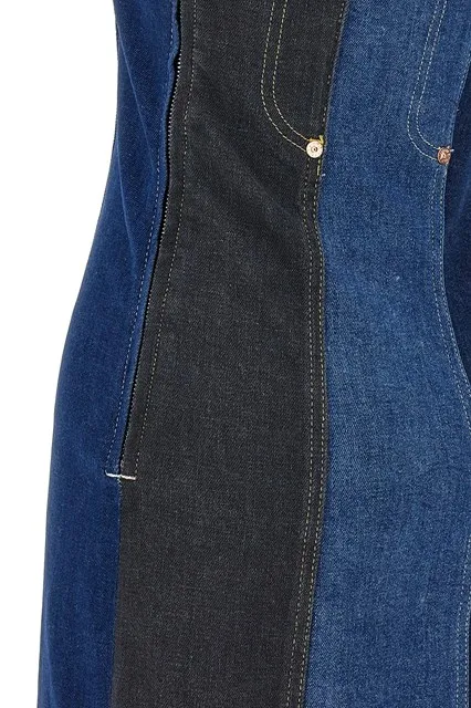 Jeans Off-Shoulder Layered Denim Dress