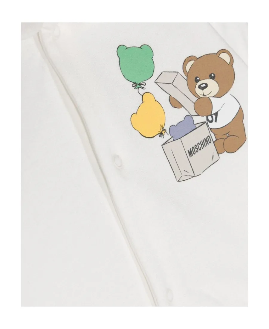 Teddy Bear Print Footed Jumpsuit Set