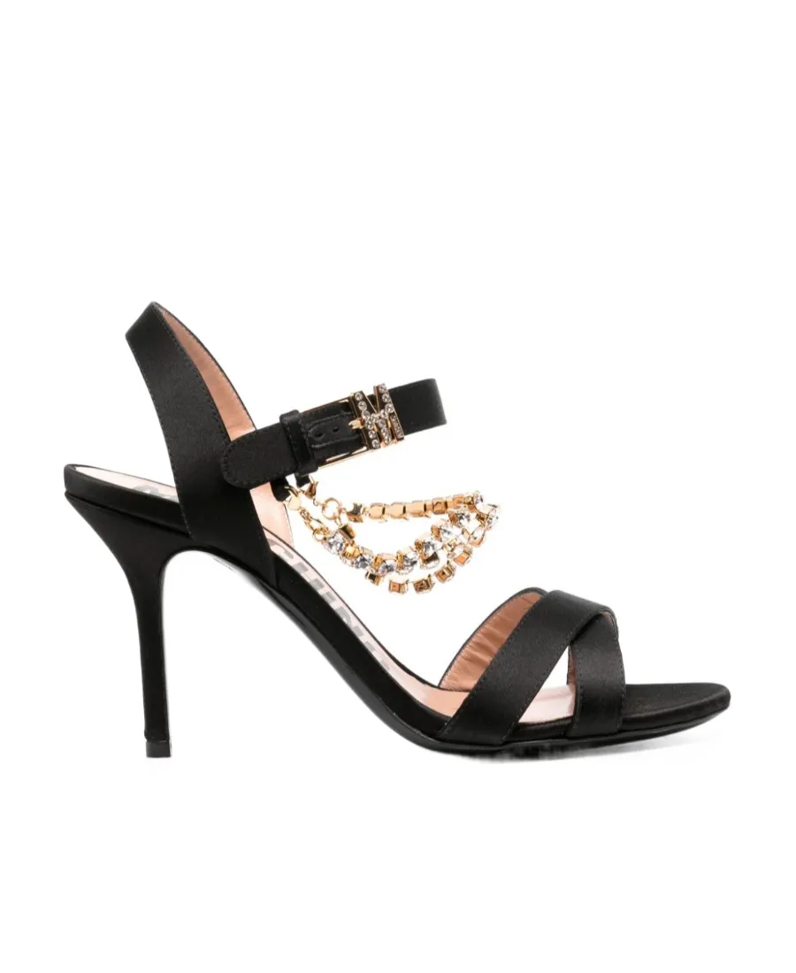 Rhinestone-Embellished 100Mm Leather Sandals