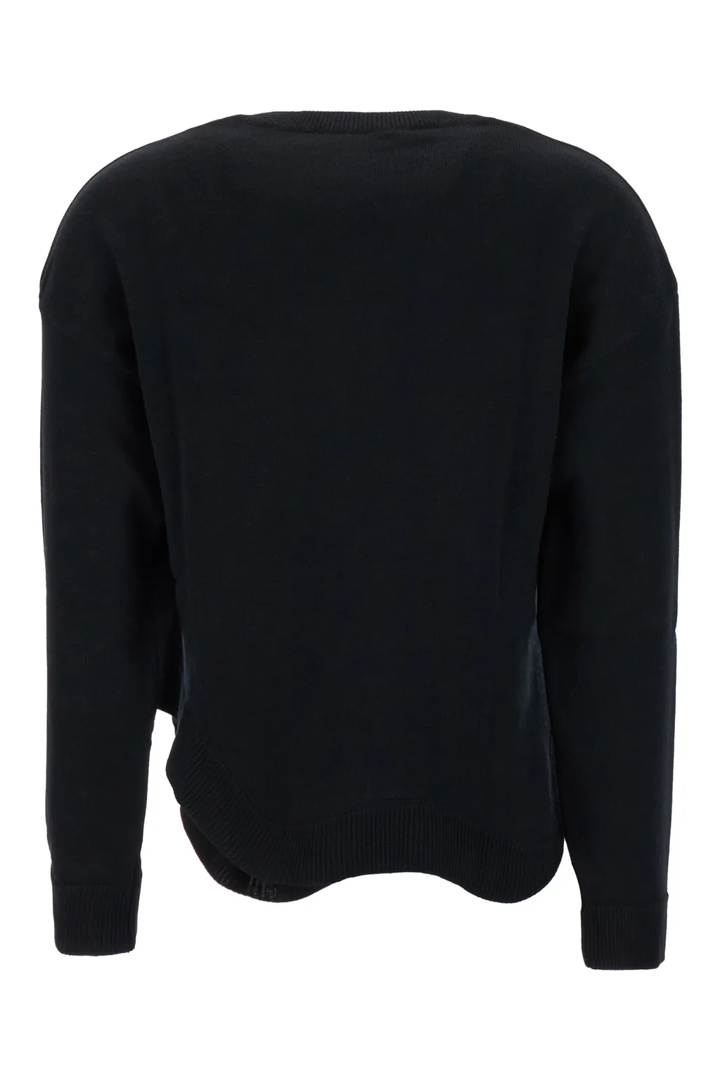 Asymmetric Hem Crewneck Knitted Jumper