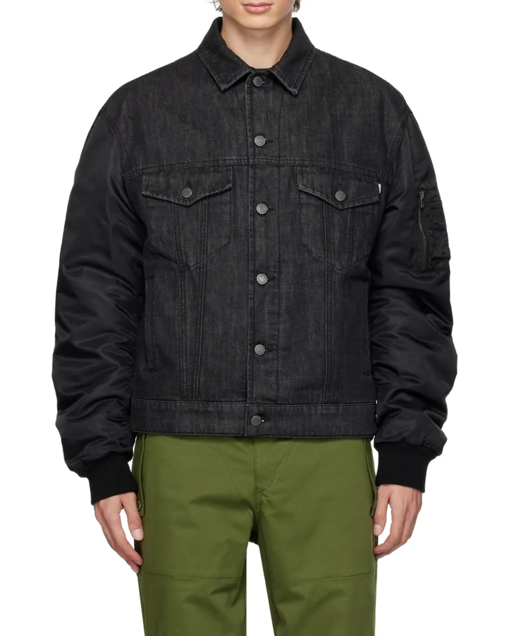 Spliced Lapel Denim Coat