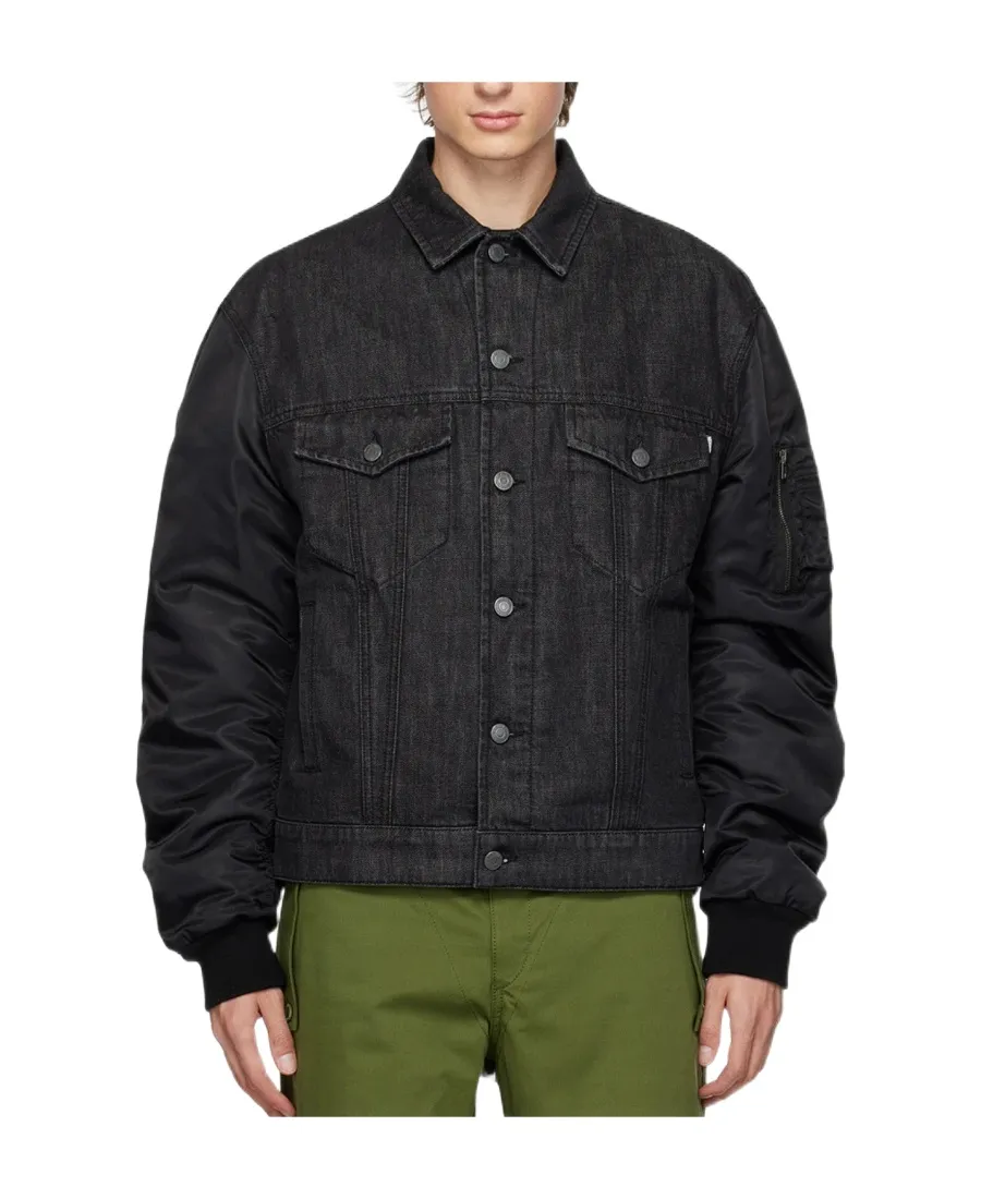Spliced Lapel Denim Coat