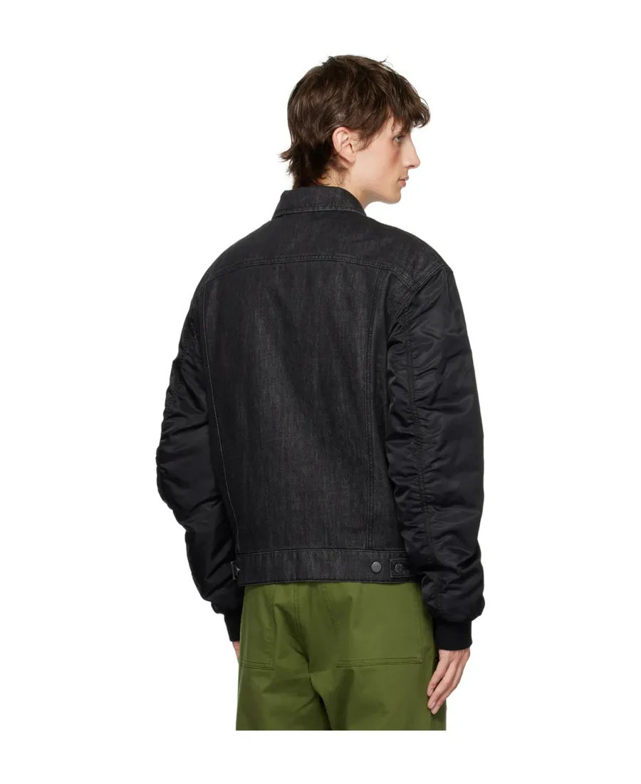 Spliced Lapel Denim Coat
