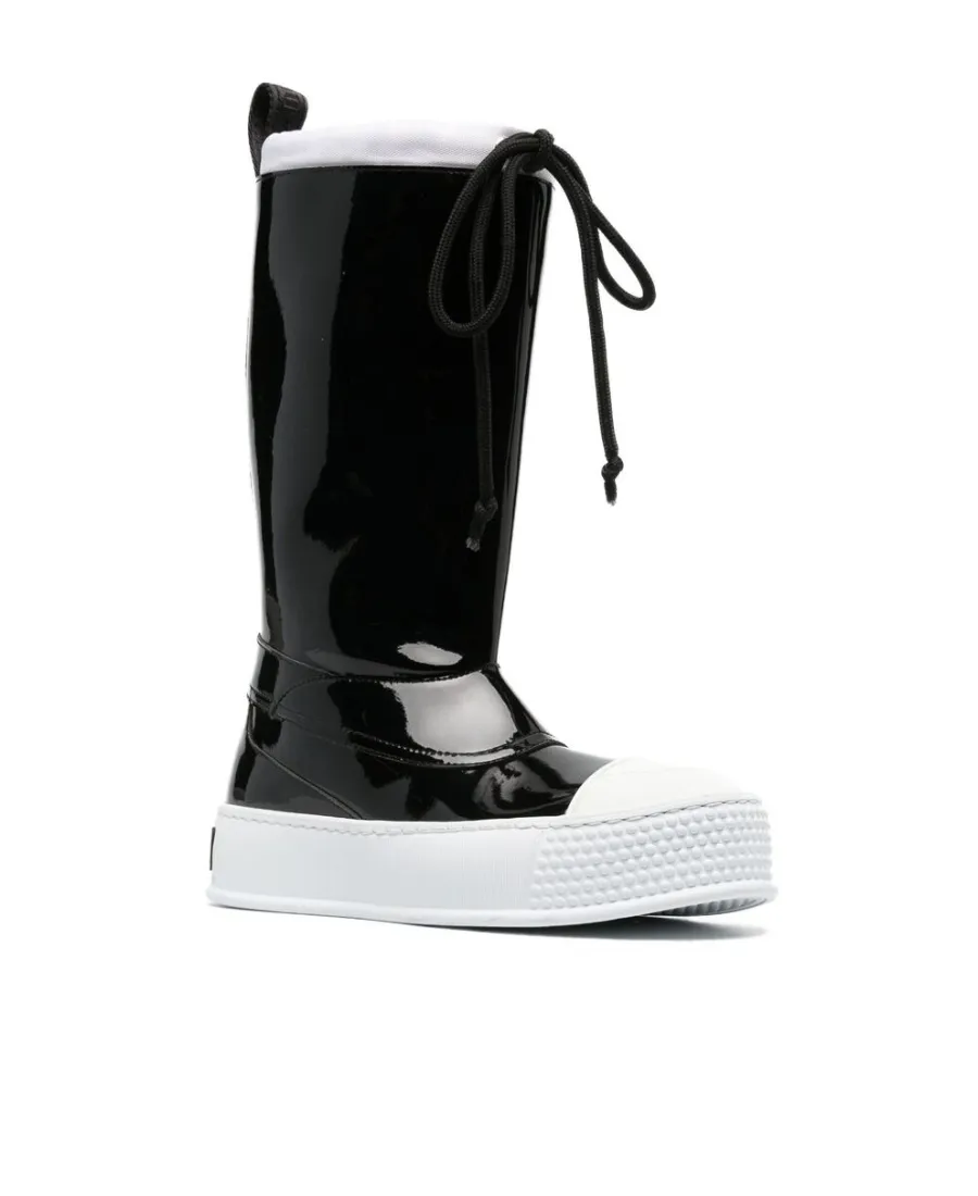 Drawstring Glossy Boots