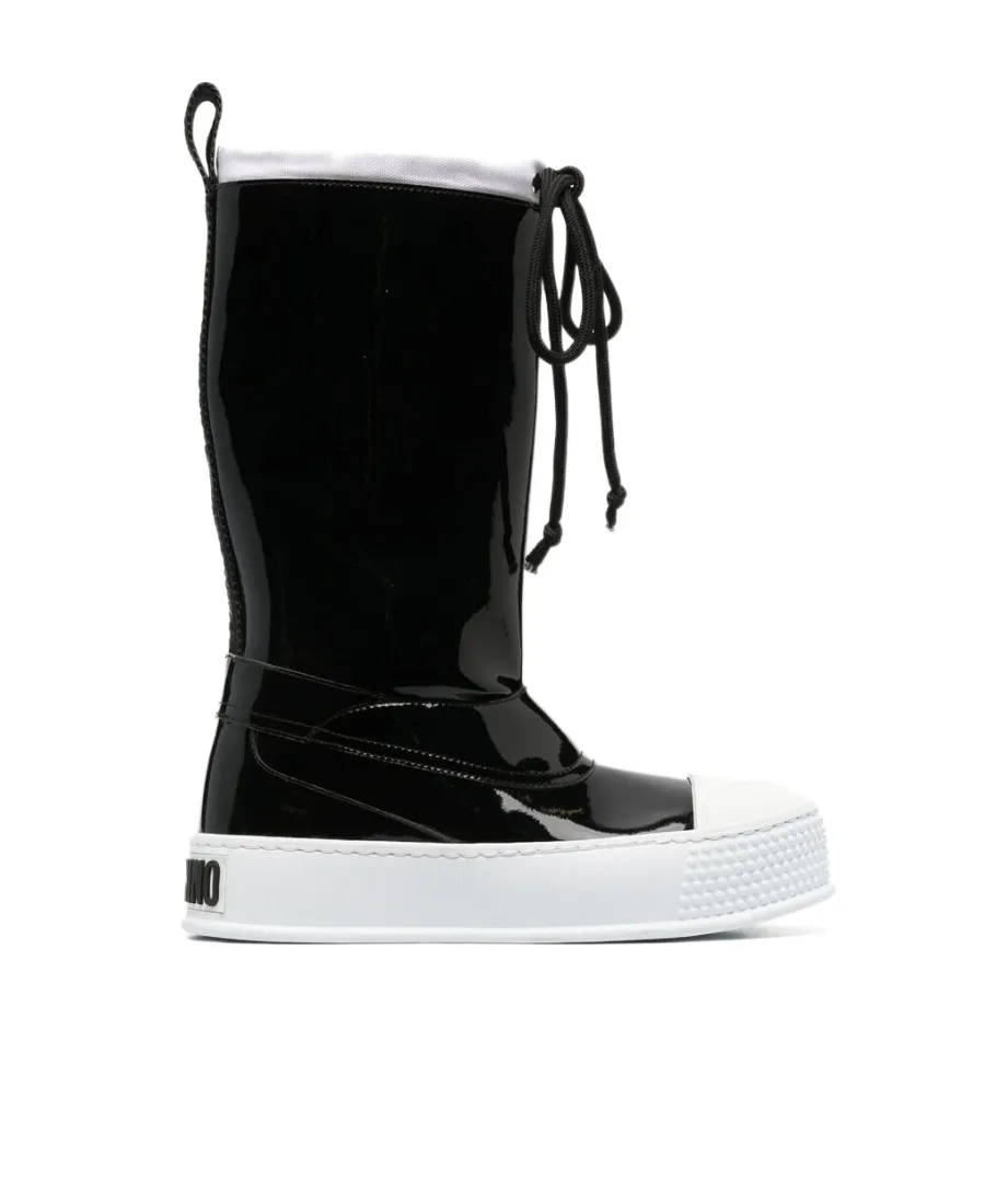 Drawstring Glossy Boots