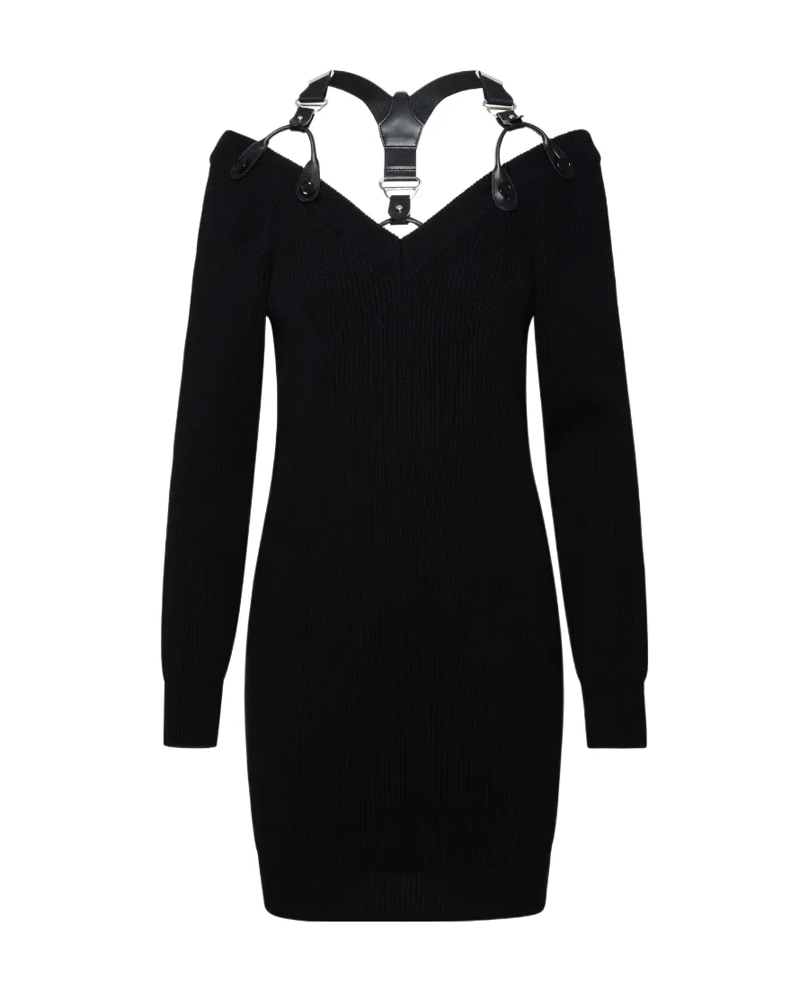 Shoulder Strap Wool Dress