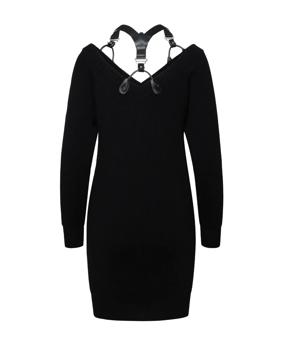 Shoulder Strap Wool Dress
