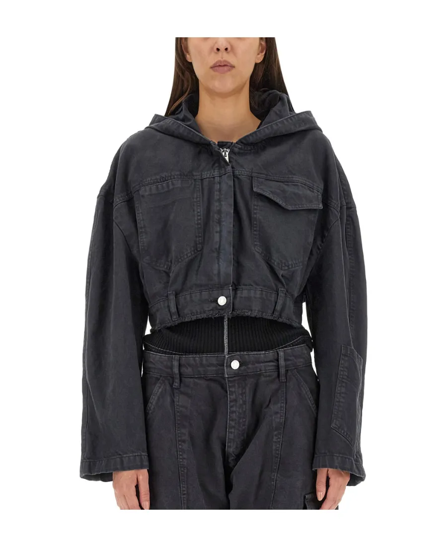 Cropped Denim Jacket With Hood