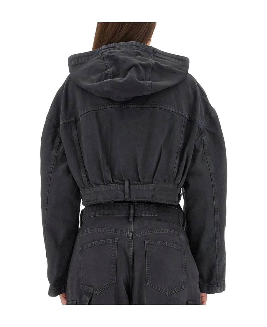 Cropped Denim Jacket With Hood