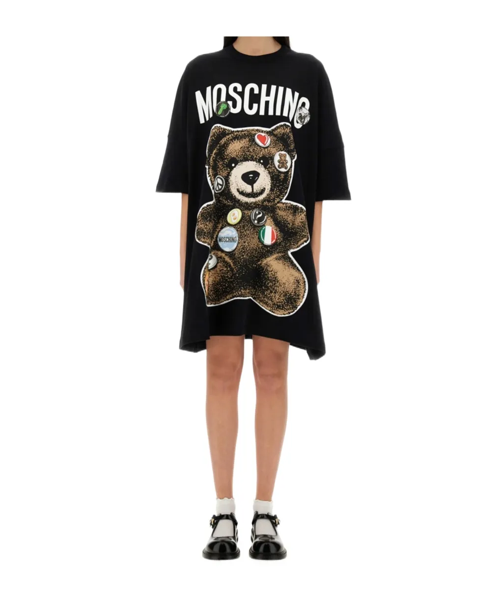 Teddy Bear-Print Mini Dress
