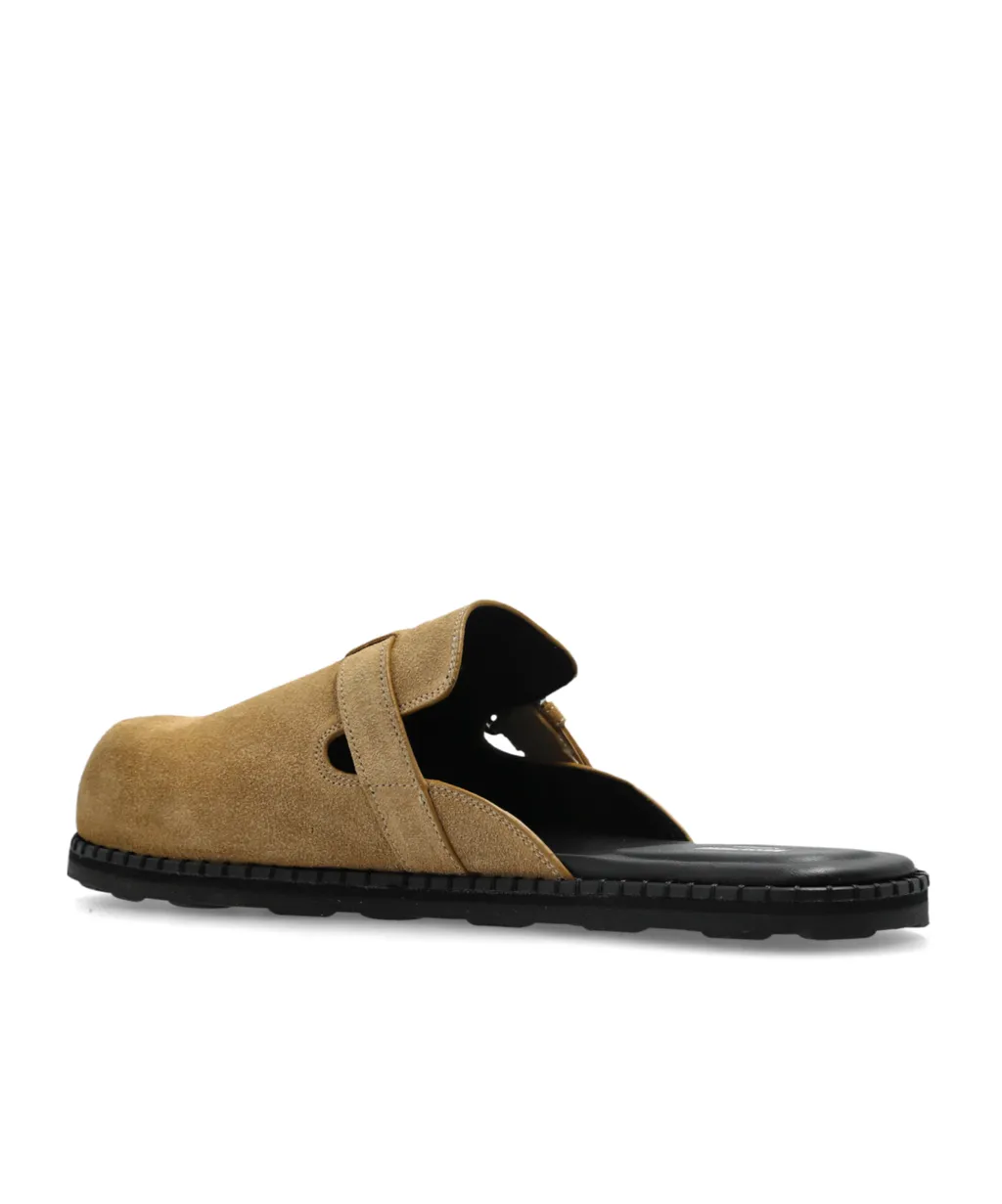 Buckle Detailed Round Toe Mules