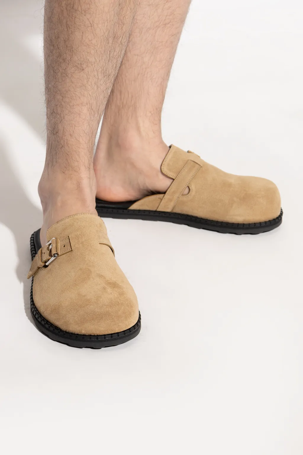 Buckle Detailed Round Toe Mules