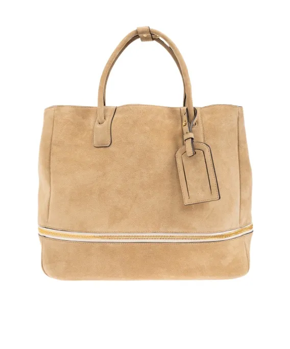 Logo Embossed Zipped Shopper Bag