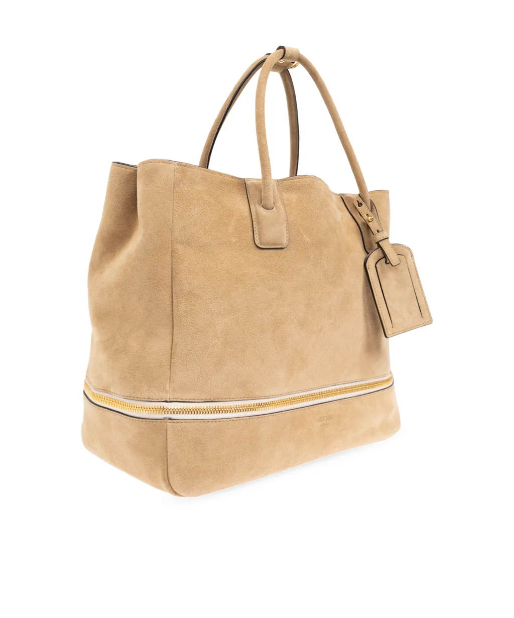 Logo Embossed Zipped Shopper Bag