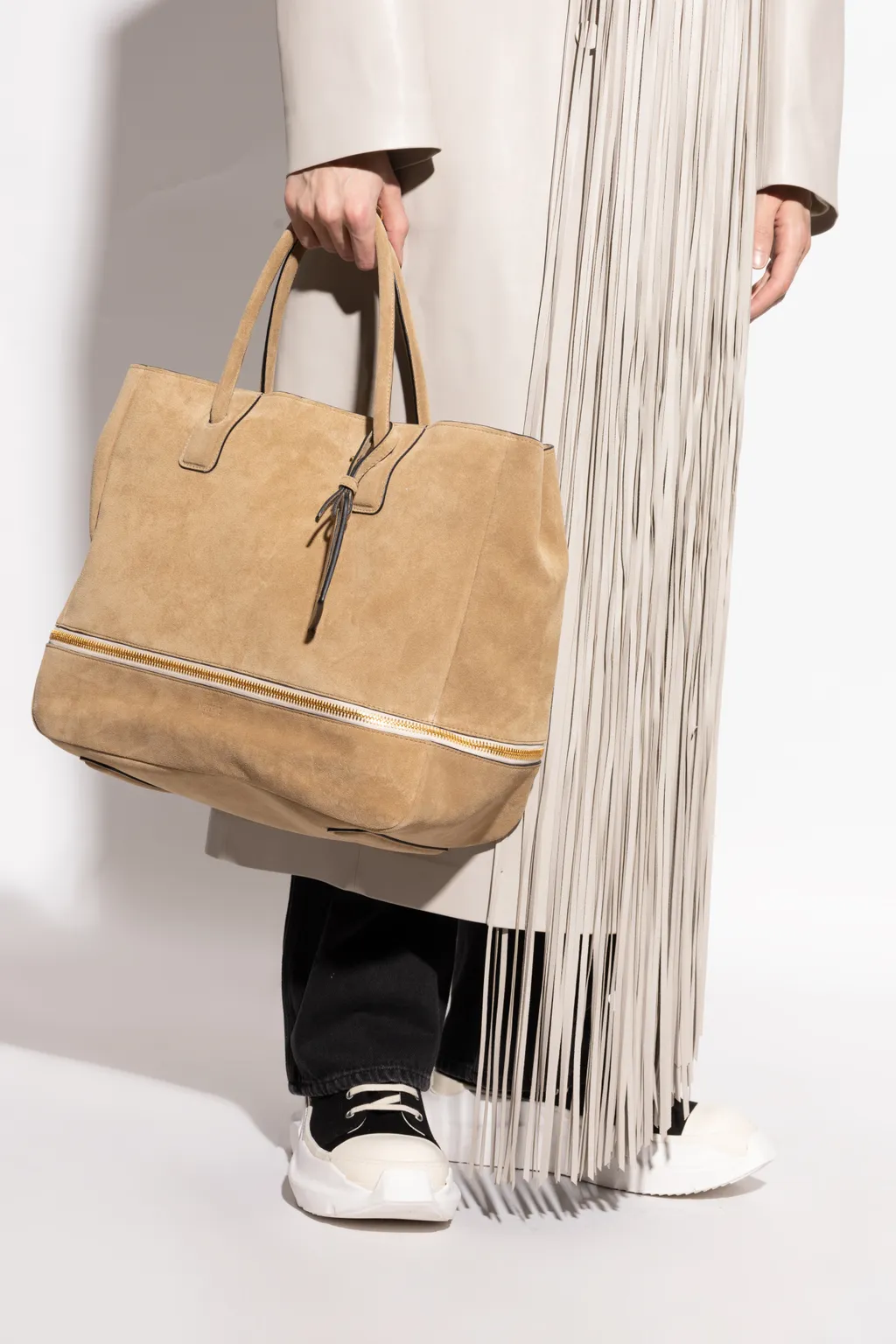 Logo Embossed Zipped Shopper Bag