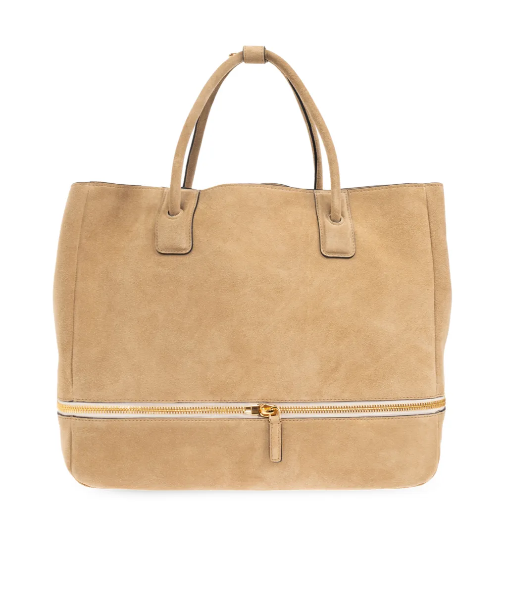Logo Embossed Zipped Shopper Bag