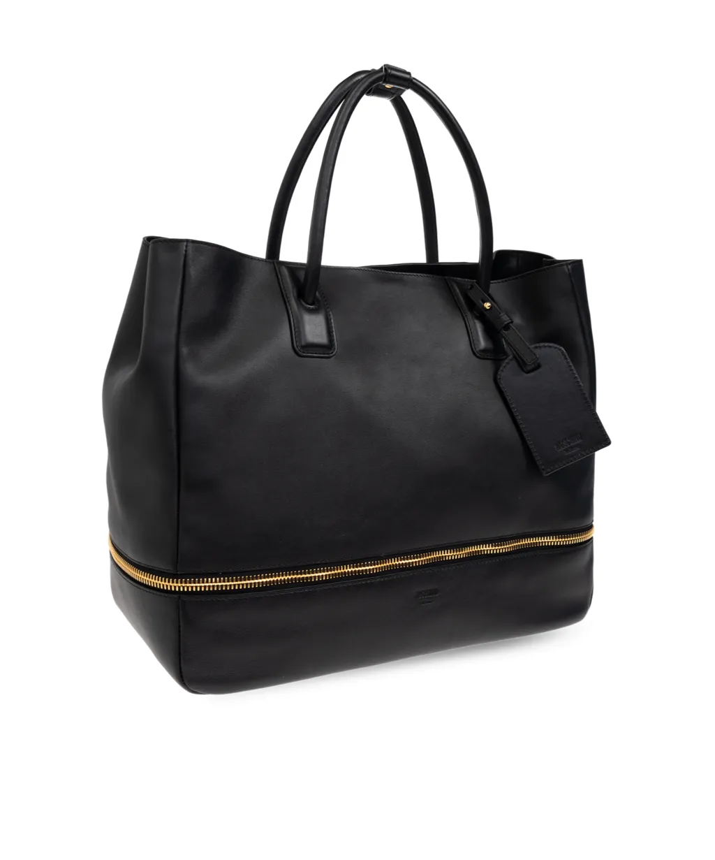 Logo Embossed Zipped Shopper Bag