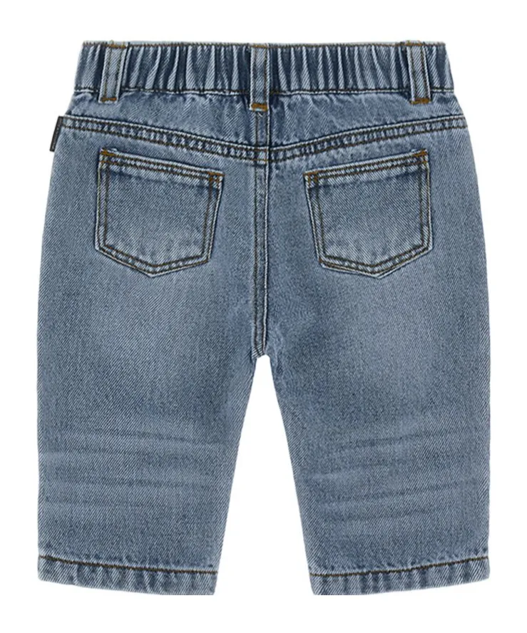 Teddy Bear-Embroidered Denim Jeans