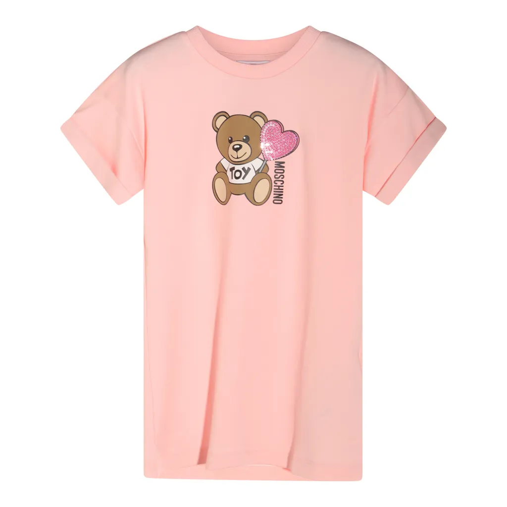 Teddy Bear-Printed Crewneck Dress