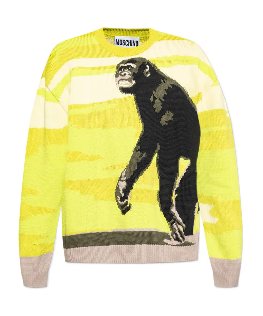 Intarsia-Knit Crewneck Jumper
