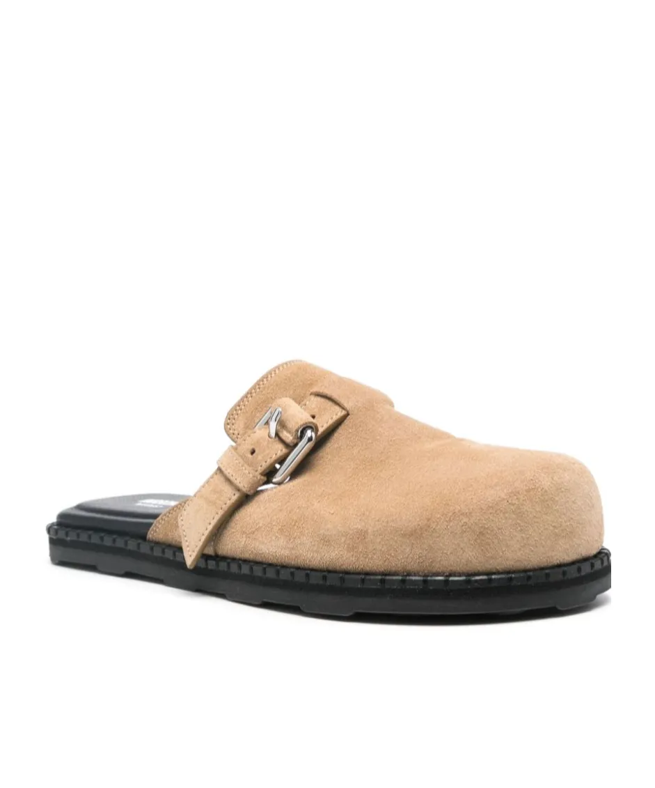 Buckled Round Toe Mules