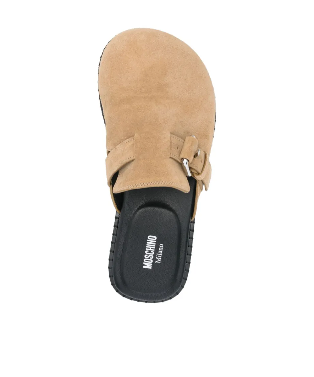 Buckled Round Toe Mules