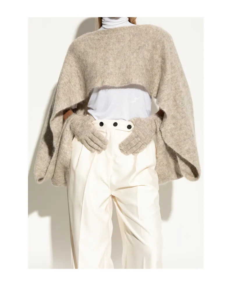 Rectangular Scarf And Gloves Set