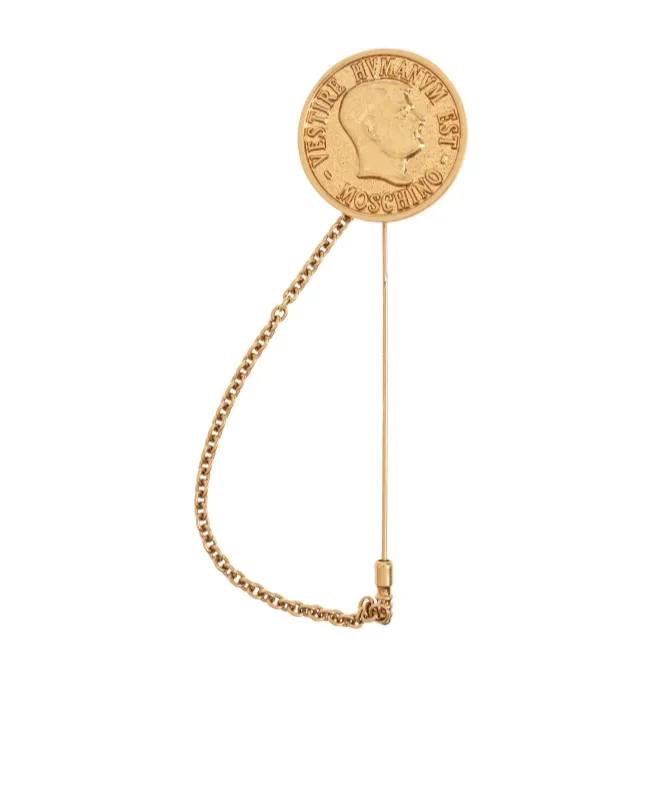 Coin-Design Chain Brooch