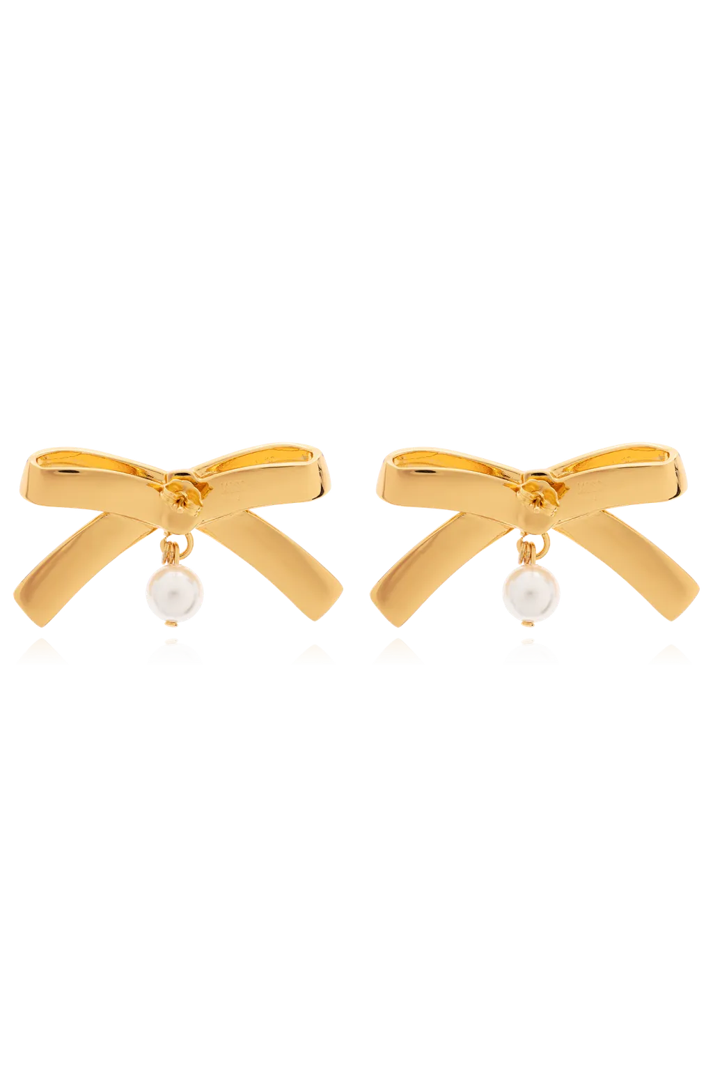 Bow-Shape Pearl-Embellishment Earrings