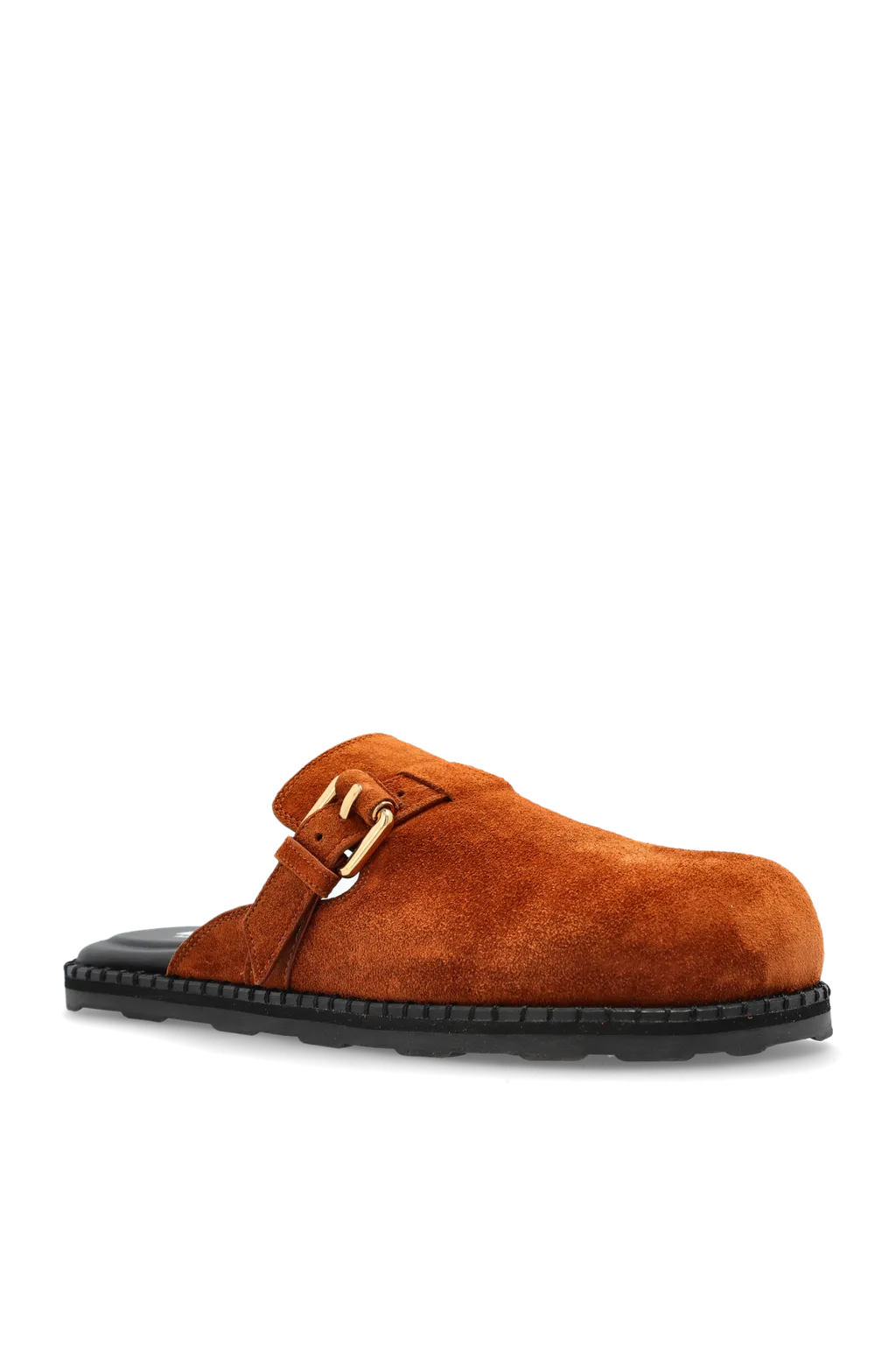 Buckle-Fastening Suede Mules