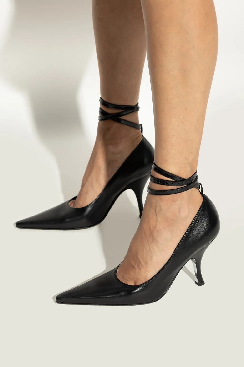 Pointed-Toe Ankle-Tie Pumps