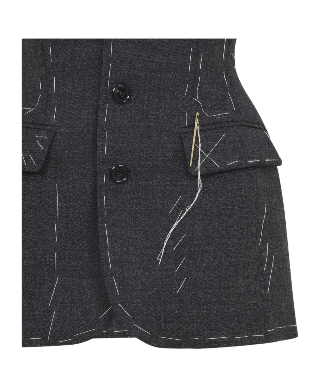 Tailored Stitching-Detail Gilet