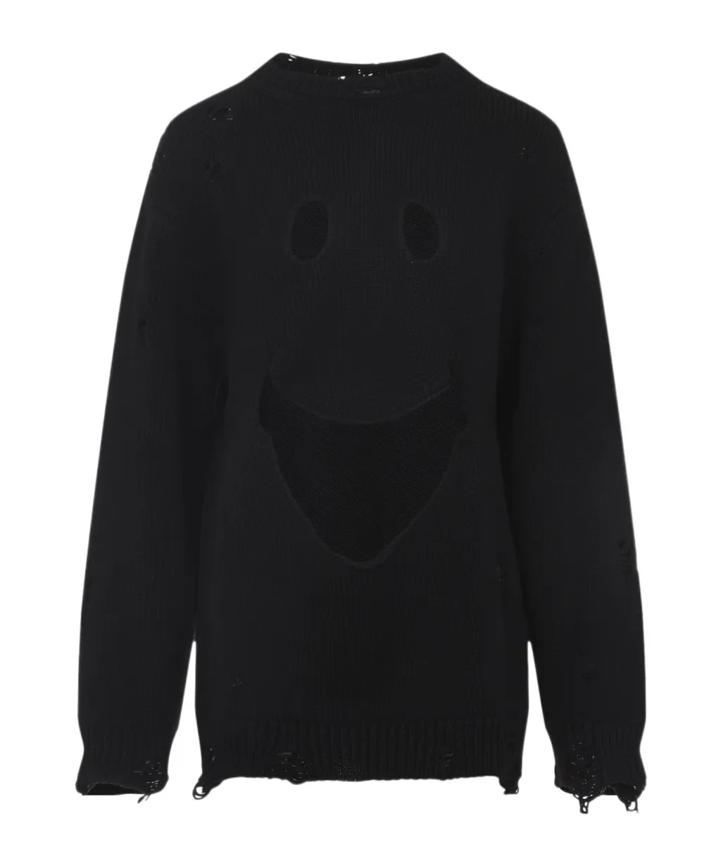 Smiley Face Distressed Sweater