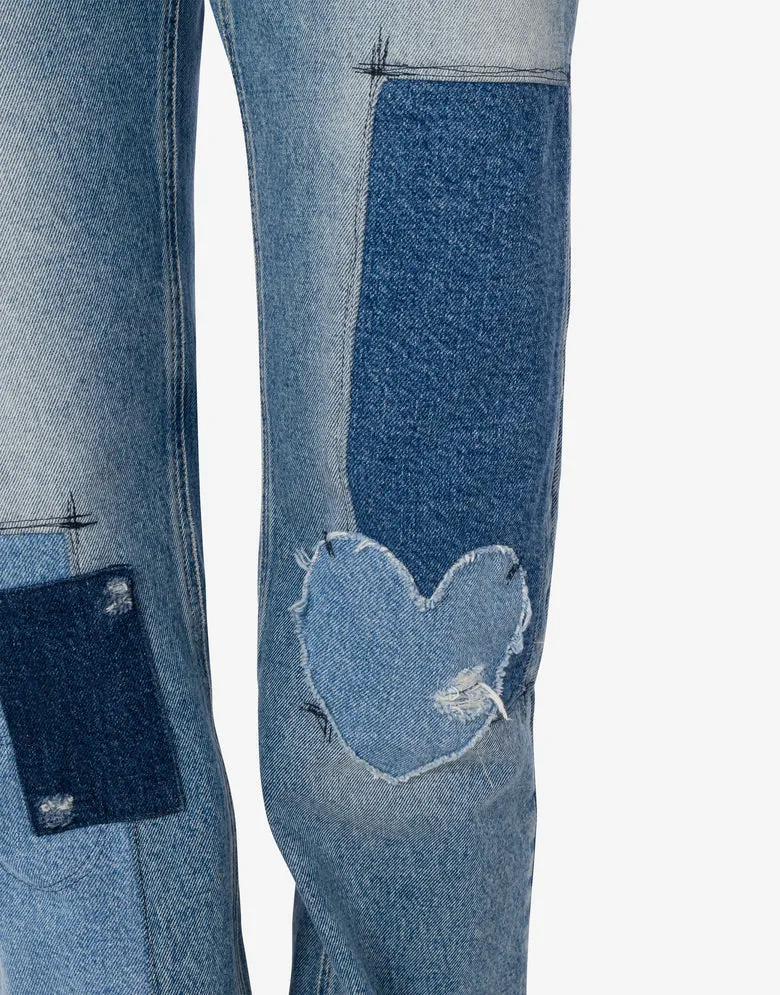 Patchwork Straight-Leg Jeans