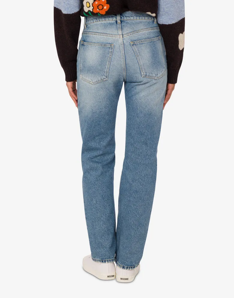 Patchwork Straight-Leg Jeans