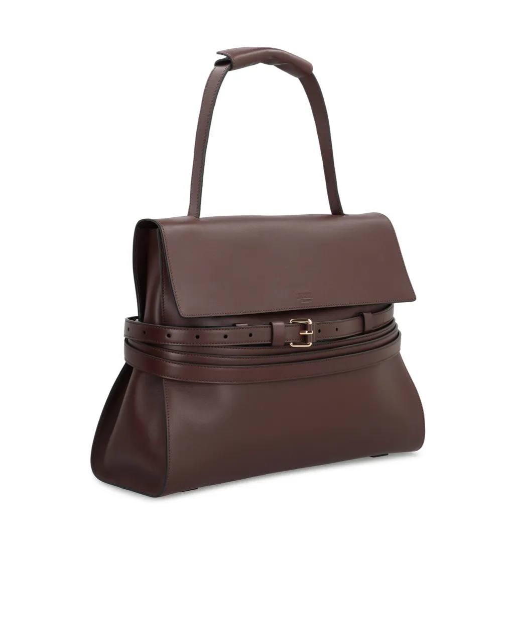 Belted Top-Handle Tote Bag
