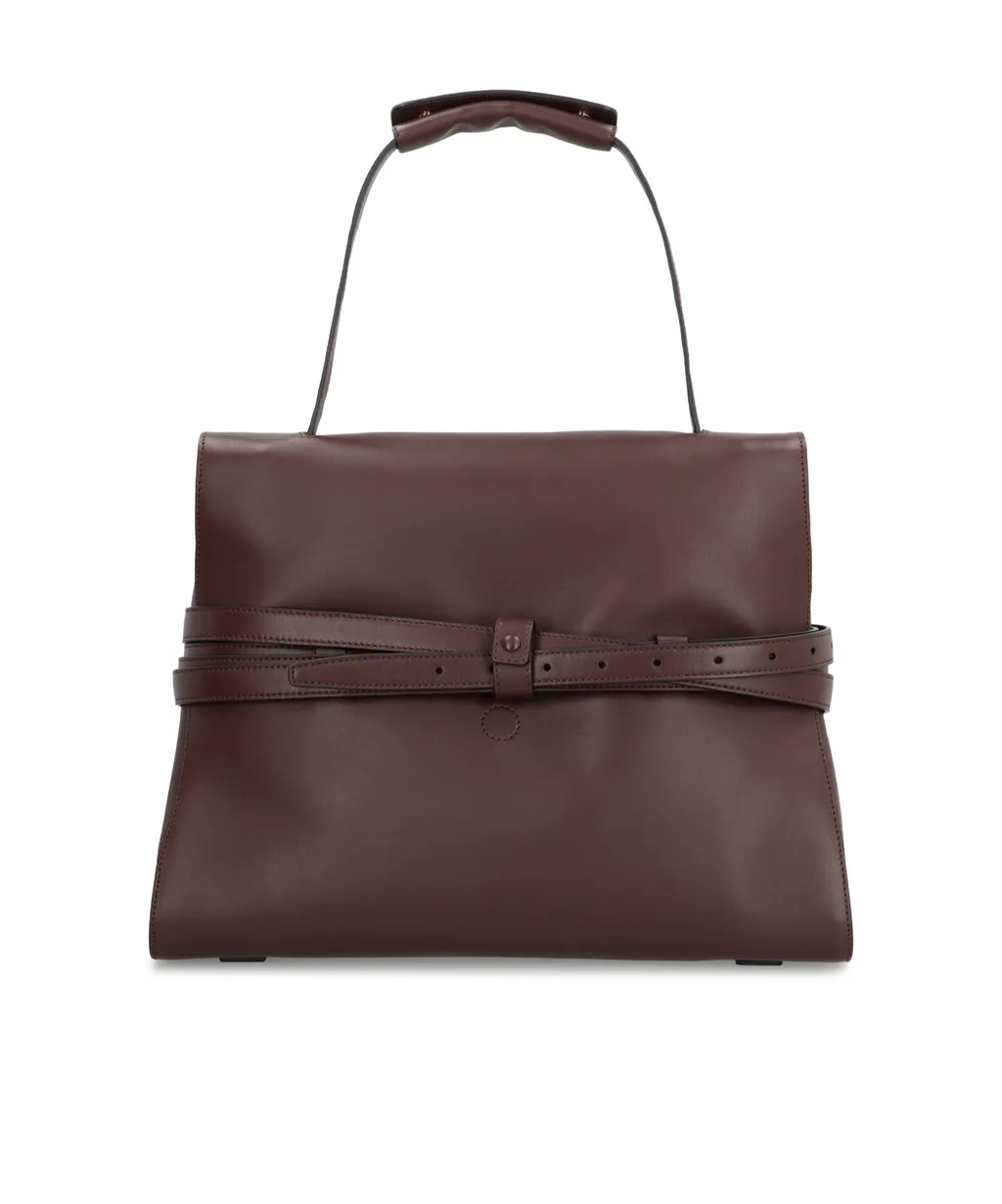 Belted Top-Handle Tote Bag